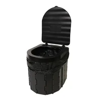 Black Toilet Camping Car Travel Washable Plastic Potty Portable Emergency Folding Camping Toilet 2