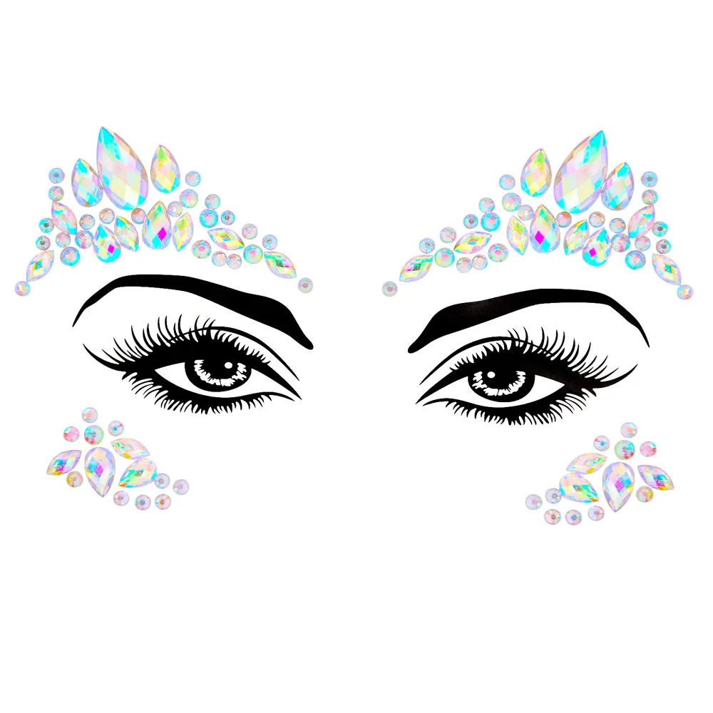 Neue Kristall Gesichts Augenbrauen Aufkleber Augen Aufkleber Stirn Gesicht  Aufkleber Acryl Edelstein temporäre Tattoo Party Strass Make-up-Tools -  AliExpress