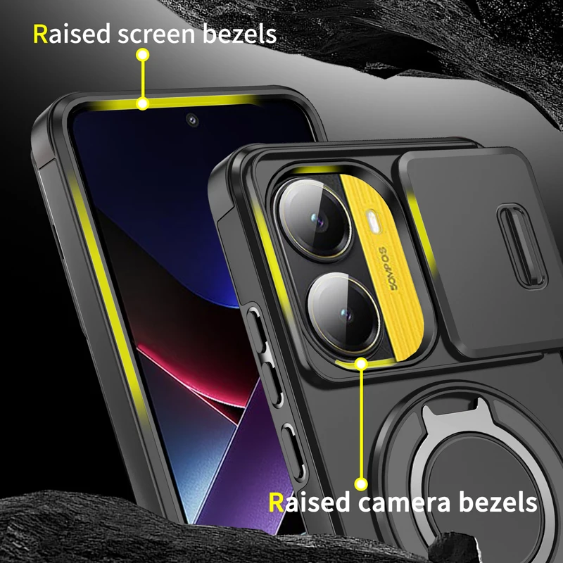 Magnetic Heavy Duty Rugged Phone Case with Ring Stand - ELVEV Anti-Drop Protection