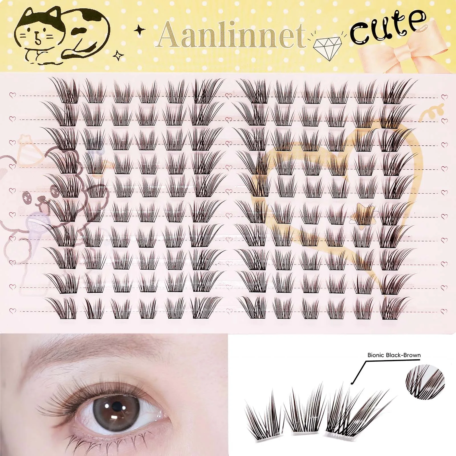 DIY 인조 속눈썹 20줄 자연스러운 길이 조합 재사용 가능 다양한 스타일 제공 인조 속눈썹