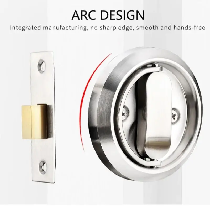 1Pcs Invisible Door Lock With Key Indoor Household Door Anti-theft Single Double-Sided Round Lock Stainless Safety Locks