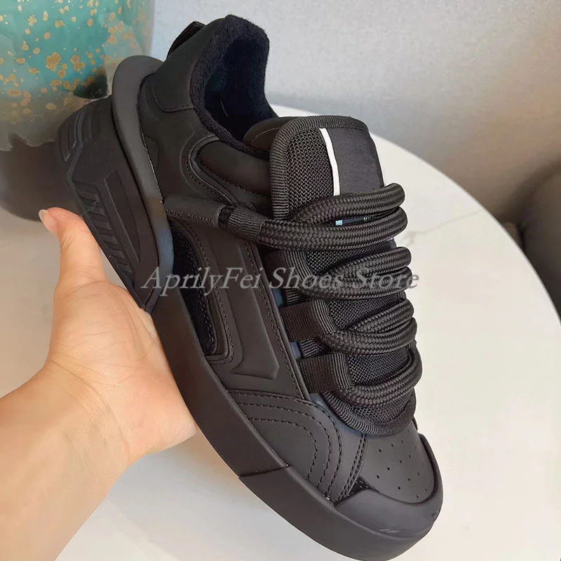Unisex Round Toe Genuine Leather Sneakers Mixed Colors Mens Flat Breathable Lace Up Casual Shoes Spring Male Sneakers 35-46 2