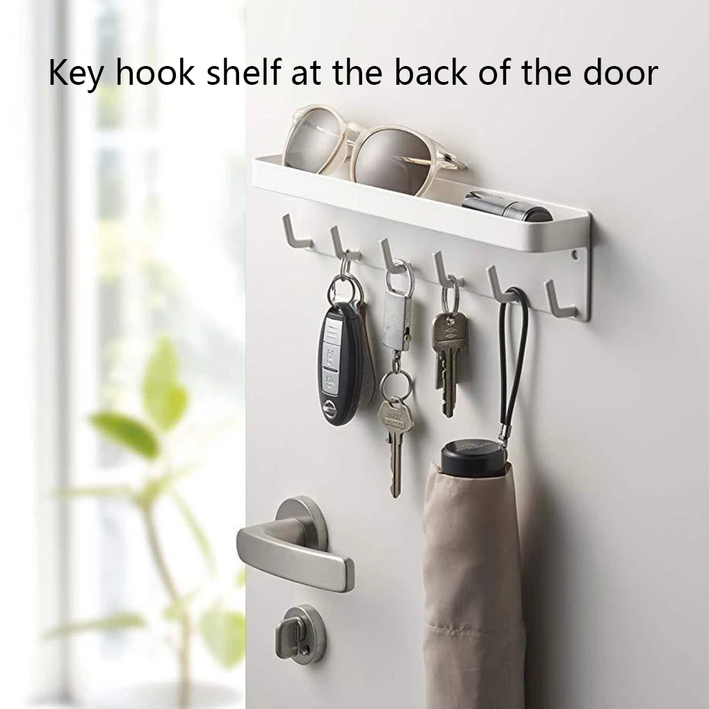 

Storage Rack Self-Adhesive Key Holder Wall-Mounted Organizer Stand Black