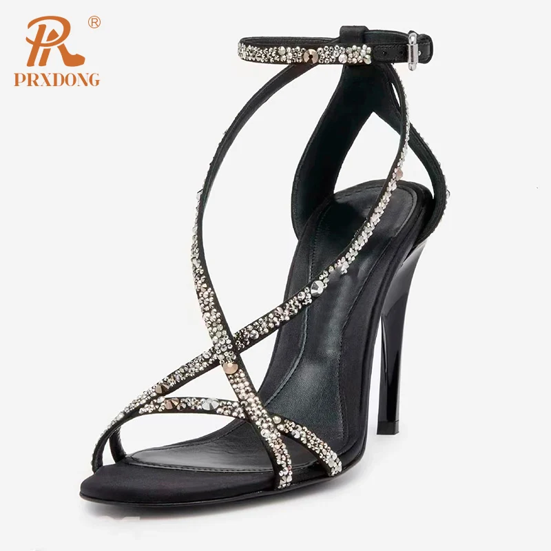 

Women's Shoes 2024 New Sexy SUmmer Sandals For Women High Heels Crystal Black Ankle Strap Dress Party Wedding Lady Shoes Pumps