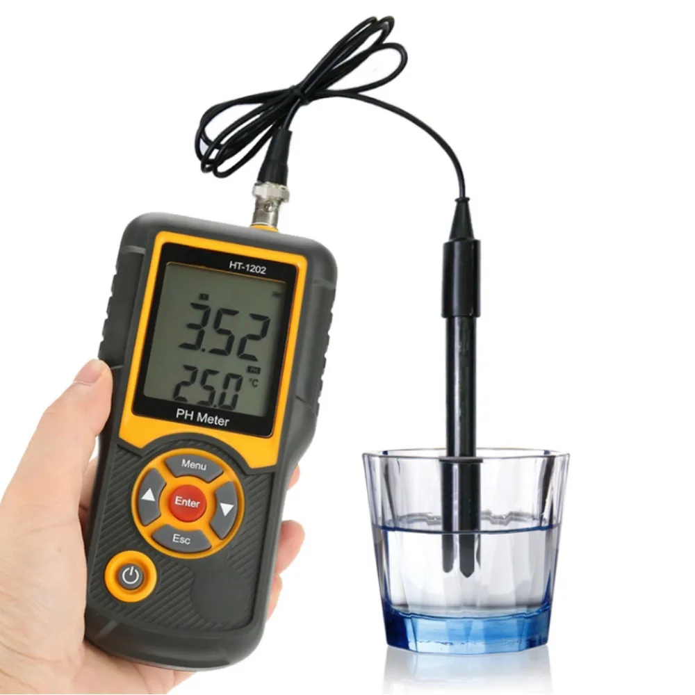 Water PH Tester Digital PH Tester Meter HT-1202 High Precision Water Quality Analyzer Labs PH acidity meter for Seawater Freshwater Aquaculture