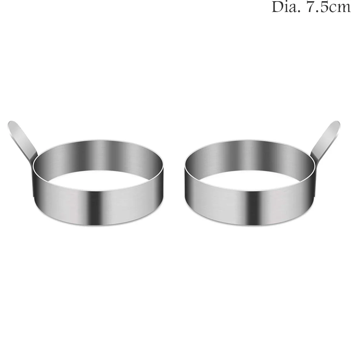 2Pcs מעובה 304 נירוסטה עגול מטוגן ביצי עובש עם ידית פנקייק להרכיב עובש חביתה טבעות מטבח בישול כלים