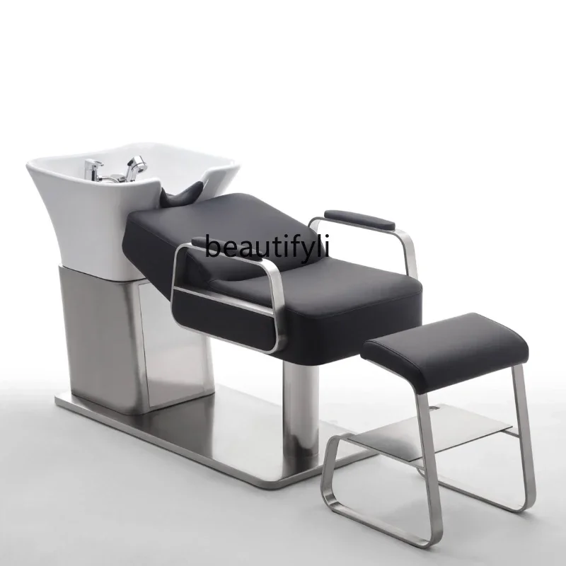 

Barber Shop Shampoo Chair Hairdressing Shampoo Chair Simple Semi-Lying High-End Salon Flushing Bed
