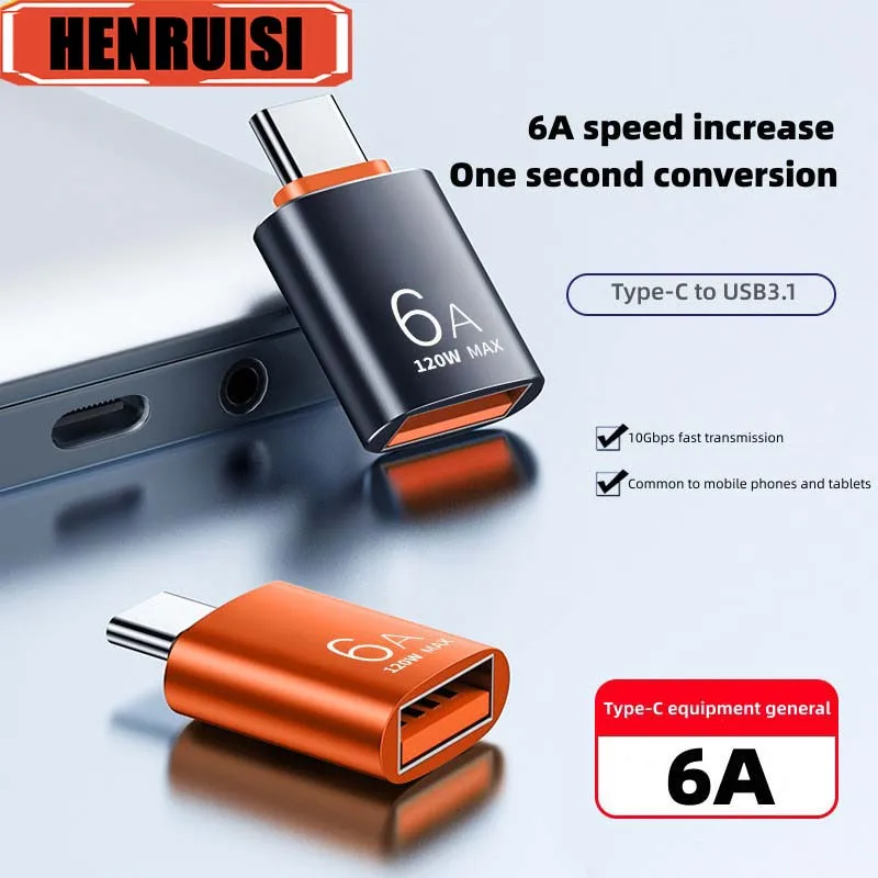 

6A Type-C To USB3.1 Adapter OTG Converter For Samsung Xiaomi PC MacBook Pro USB C Charging Connector Data Sync For Phone Tablet