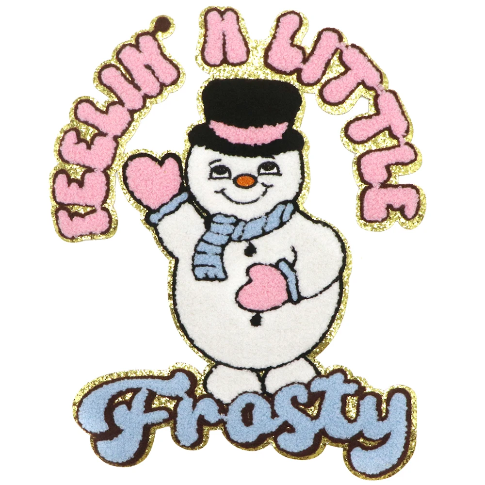 1pc Weihnachten Schneemann Chenille Eisen auf Patches Stickerei Patch Winter Patch aufnähen Patch für Kleidung Jacke Rucksack Dekoration