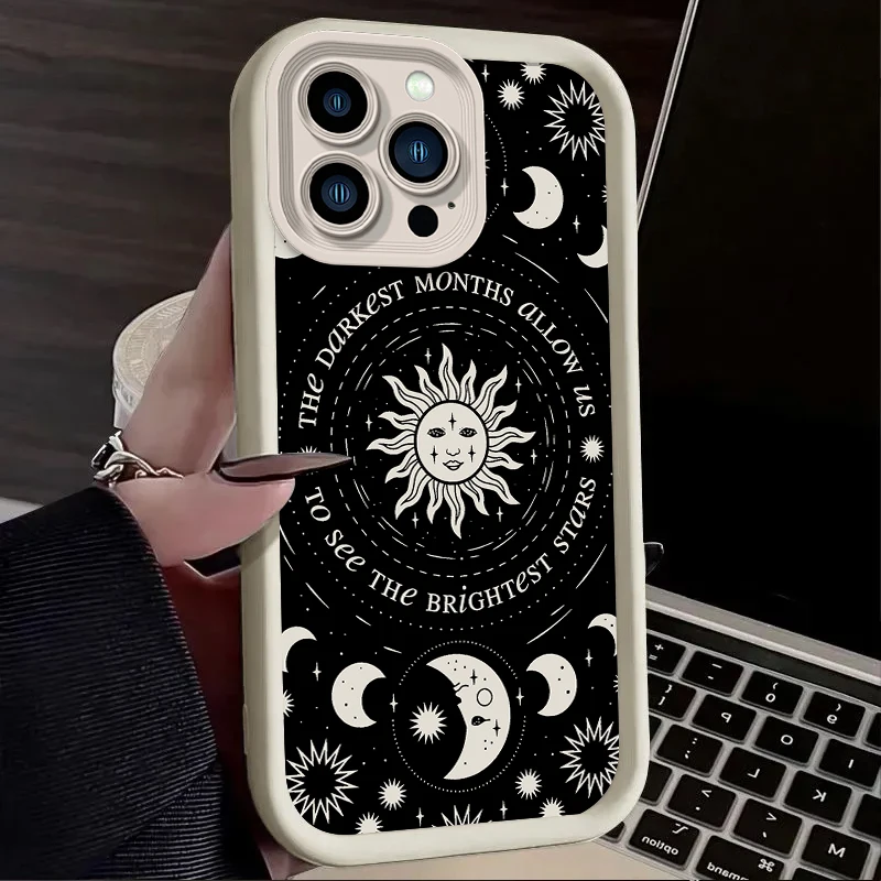 Stylish Sun and Moon Artistic Phone Case - Soft TPU Back Cover