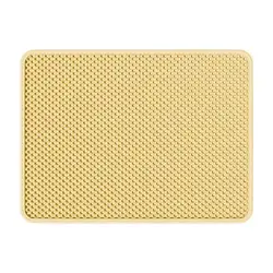 Enhanced Cat Litter Trapping Mat - Double Layer, Waterproof, Anti - Slip Design, Prevents Litter Tracking - 75CM - 55CM (Yellow)