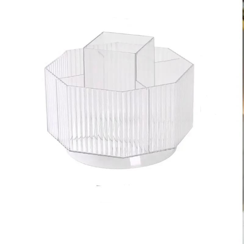 360 Rotating Transparent Cosmetics Storage Box Clear Desktop Makeup Organizer Large Capacity Bathroom Storage Rack Pen Holder 6