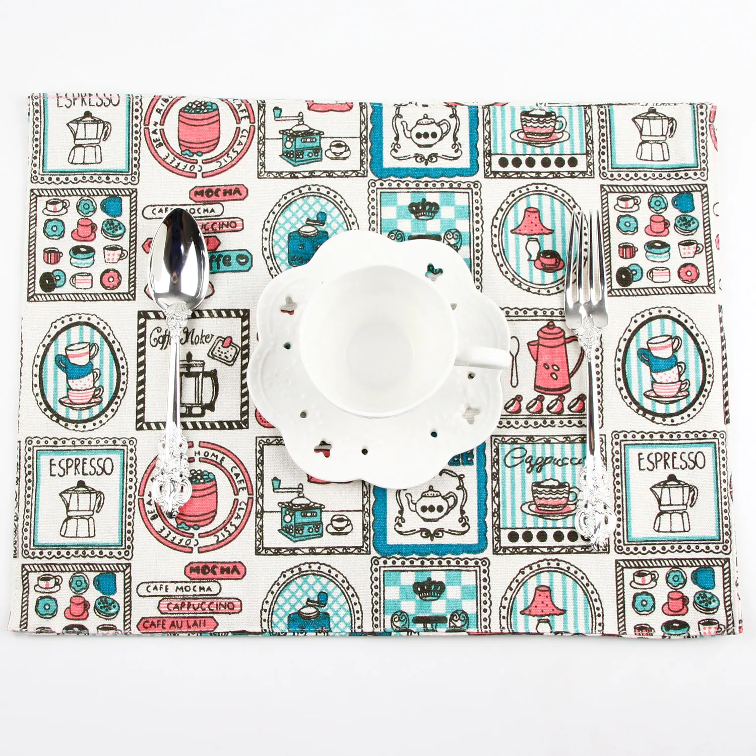 4PCS/Lot 30x40cm Print Cotton Blended Double Layers Cloth Placemats Heat Insulation Mats For Events & Home Use