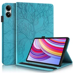 Embossed Tree Flip Wallet Stand Tablet Cover, 11 for Redmi Pad 2 11 inch (Blue)