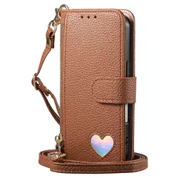 Crossbody Leather Shoulder Zip Wallet Case with Card Slots and Handy Strap for Xiaomi Poco C71 4G (Brown)
