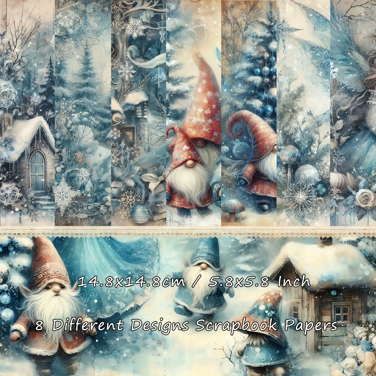 Scrapbook Paper Craft Paper Scrapbooking Material Scrapbook Materials Scrapbooking Paper Vintage Elves Scrapbook Paper 8 Sheets Retor The Snow Fairy Theme Scrapbooking Supplies Craft Paper For Junk Journal DIY Craft