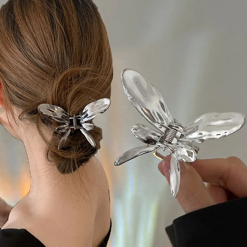 

Y2k Butterfly Crab Claw Clip for Women Elegant Metal Shark Hair Clips Korean Chic Hairpin Girls Hair Accessories