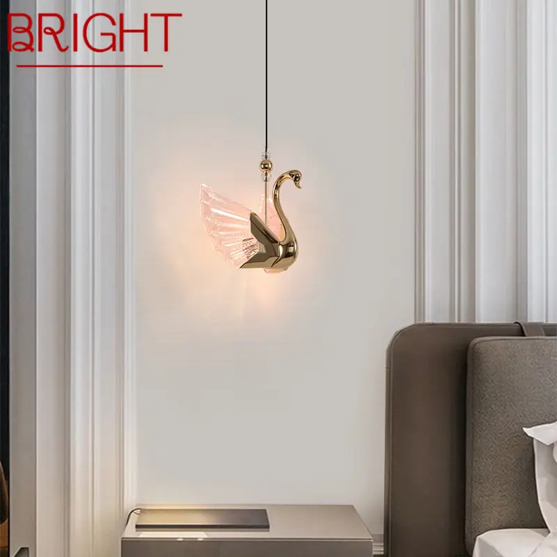 

BRIGHT Nordic Swan Pendant Lights Fixtures Modern Creative LED Chandelier Lamp for Home Living Dining Room Decor