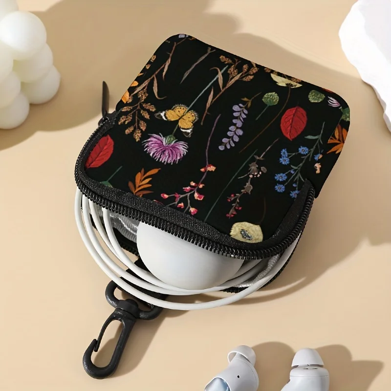 1 pc Flower pattern printing large capacity coin wallet, digital printing coin wallet storage bag, ideal choice for gifts
