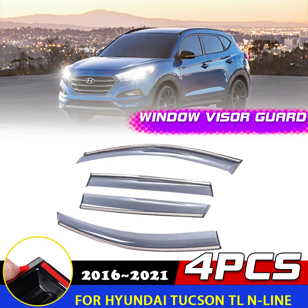 

Windows Visor for Hyundai Tucson TL N-Line 2016~2021 2017 Door Smoke Deflector Guards Cover Awnings Sun Rain Eyebrow Accessorie