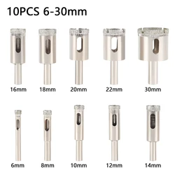 Diamond-Coated Glass Drill Bit Set - 10 PCS Precision Hole Opener for Tile, Marble, and Ceramic (10 PCS)