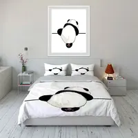Ensemble de housse de couette à motif panda vue de dos, imprimé numérique, literie en polyester coloré avec fermeture à glissière, pour cadeaux pour enfants 3