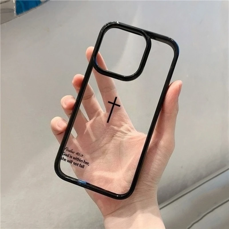 Stylish Faith-Inspired Phone Case with Cross and Bible Verse Design