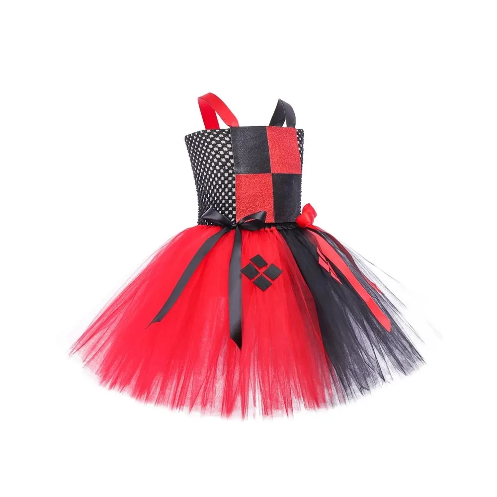 Halloween Costume Red Black Girls Tutu Dress Cosplay Scary Clown