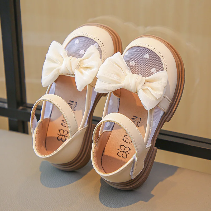 2024 Summer Fashionable Cute Round Toe Breathable Bow Sandals Comfortable Solid Color Casual Girls Lightweight Walking Shoes 4