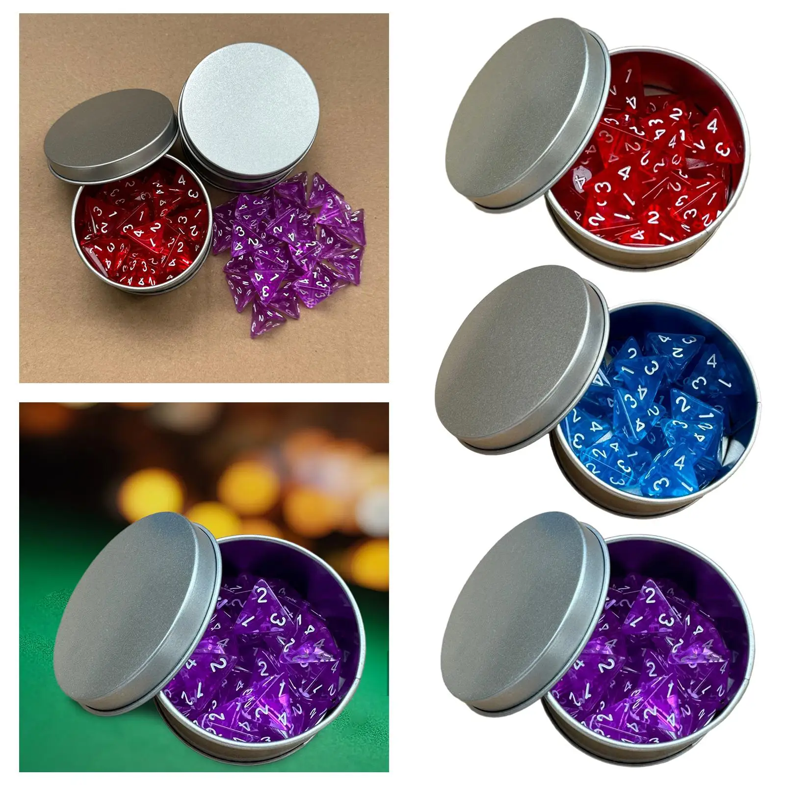 25 Pieces Multisided Dice Collectibles 16mm with Storage Case D4 Die for Entertainment Toy Theme Parties Friends Gathering Dice