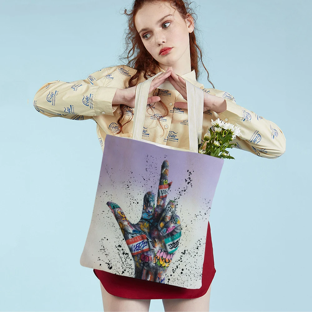 

Сумка-тоут женская холщовая с двусторонним принтом, многоразовая сумочка-тоут на плечо с рисунком льва, с мультяшным принтом, в уличном стиле