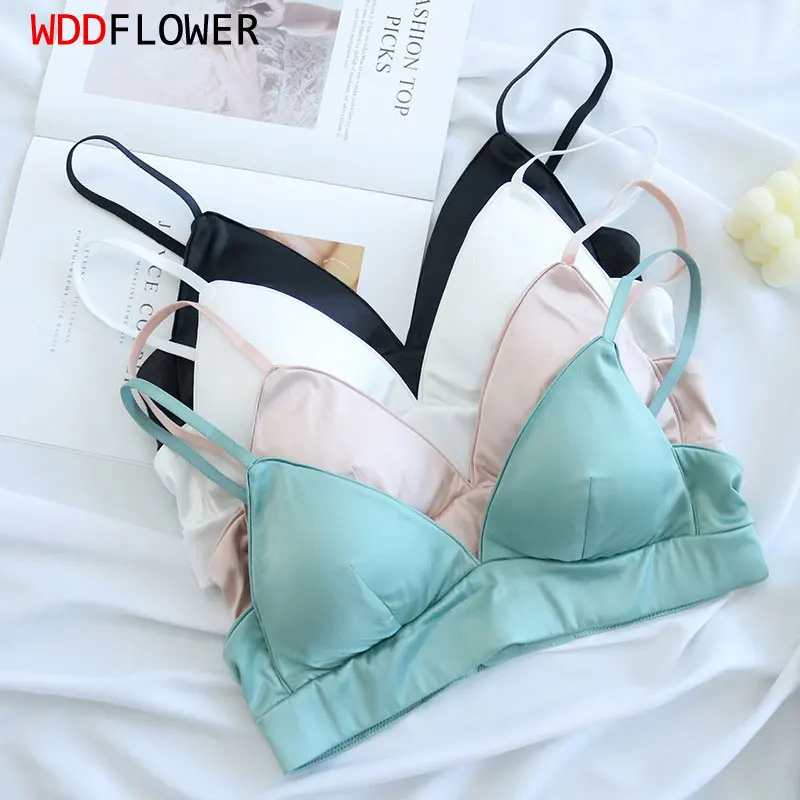 

Women Bra 92% Mulberry Silk 8% Spandex Lining thin type 3/4 Cups Wire Free Wireless Everyday Wear Bras Bralette S M L XL TA016