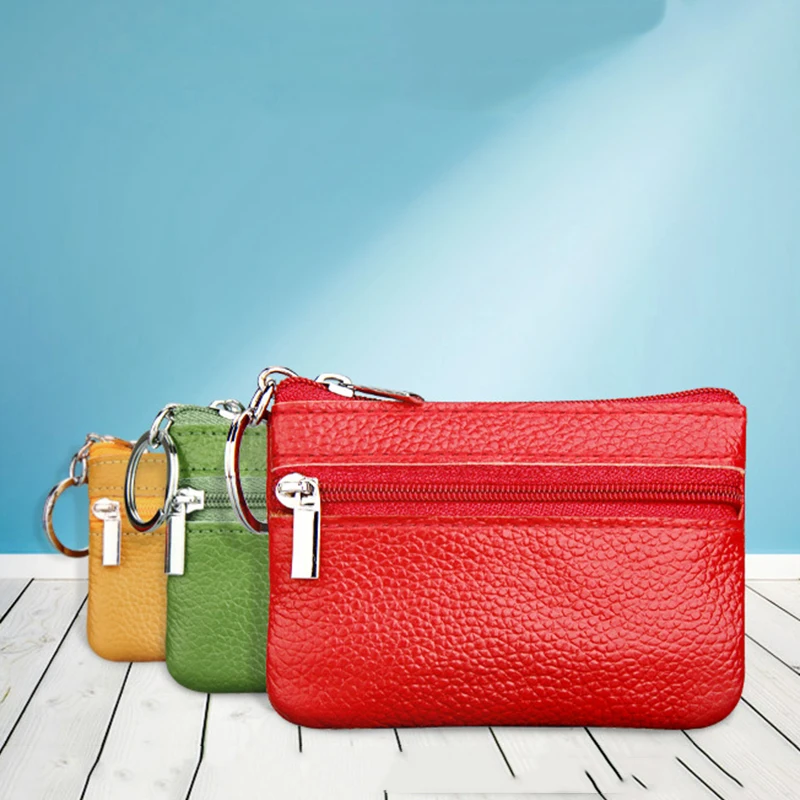 New Women's Genuine Leather Coin Purse Female Wallets Custom Gifts Girls Zipper Coin Purses Children Storage Pocket Bags Pouch 6