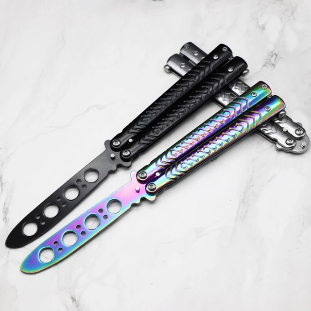 Cuchillo de mariposa de entrenamiento de acero, navaja plegable opaca de  bolsillo, peine al aire libre, cepillos para Barba, peine de mariposa,  herramienta de práctica de seguridad - AliExpress