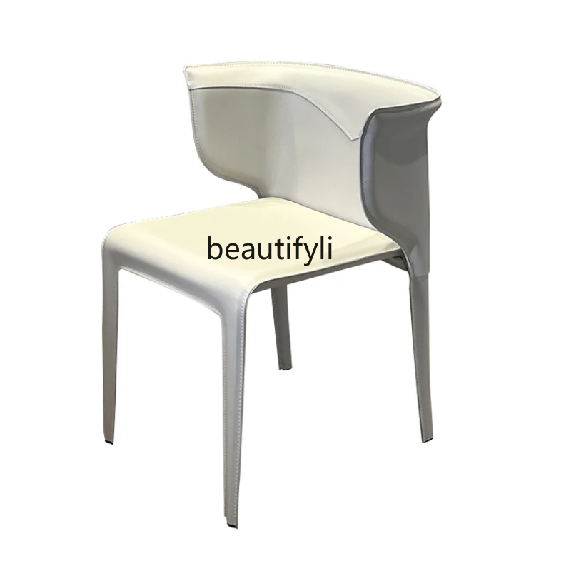 

yj Modern Minimalist Saddle Chair High-End Creative Leisure Chair Light Luxury Comfortable Leather Dining Table and Chair
