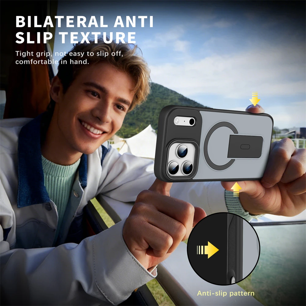 Matte Magnetic Phone Case With Integrated Stand For Iphone_voghion.com