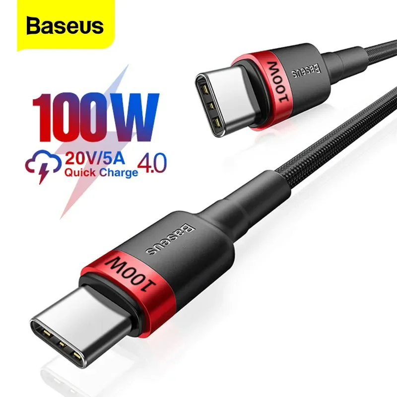 Baseus 100W Usb C Naar Usb Type C Kabel Pd Snelle Opladen Charger Cord 5A USB-C Usbc Type C Kabel 2M Voor Macbook Samsung Xiaomi Poco