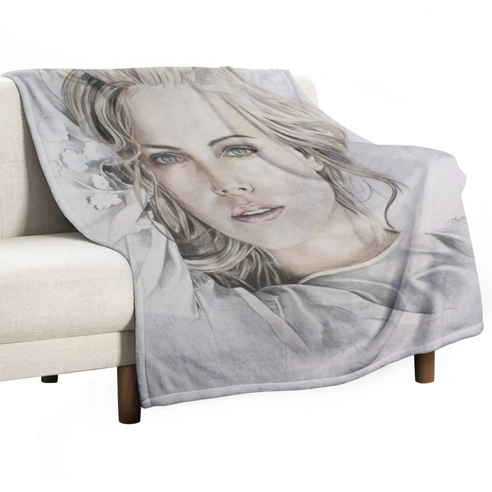 

Charlize Theron drawing Throw Blanket Luxury Blanket Soft Bed Blankets