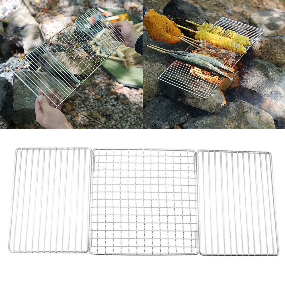 

Outdoor BBQ Grill Camping Folding Barbecue Charcoal Grill Stainless Steel BBQ Plate Multi-functional Grill Plate Camping Tools
