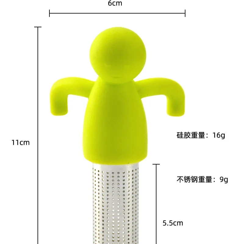 Tea Infuser Creative Humanoid Tea Glass Infuser 304 Stainless Steel Silicone Glass Filter Mesh