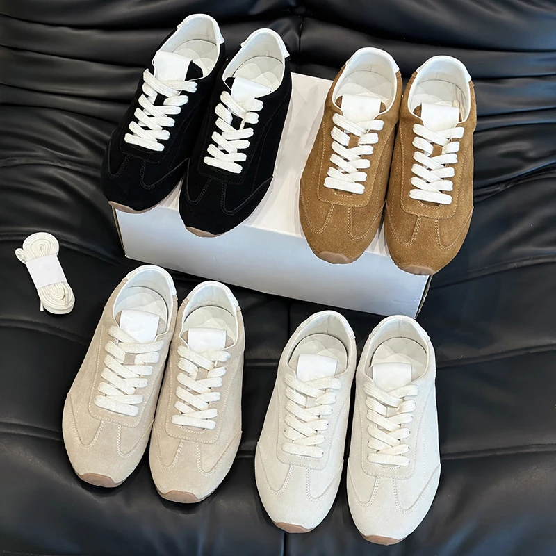 Neutrale Freizeitschuhe aus Leder und Samt, luxuriöse Damen-Trainingsschuhe, klassisch und vielseitig_voghion.com