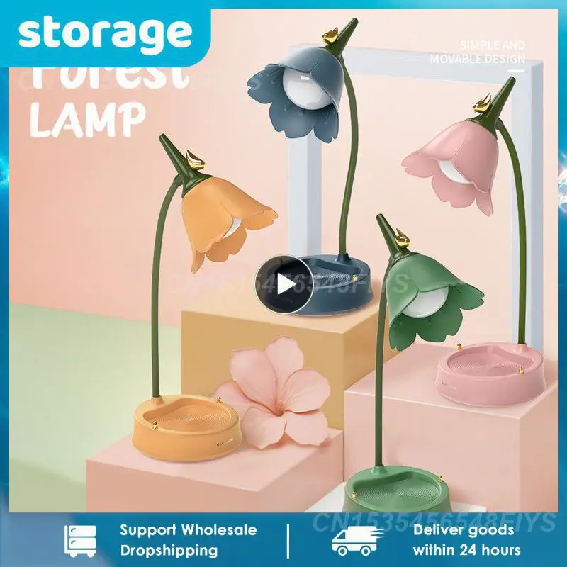 

Flower LED Desk Lamp Student Bedroom Room Lighting Touch Reading Lamp Eye Protection Multi-function Lamp Table Light