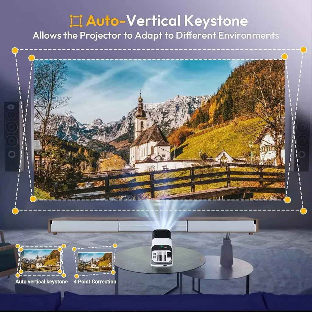 جهاز عرض صغير 1080P أندرويد 13 يدعم 4k جهاز عرض مح...