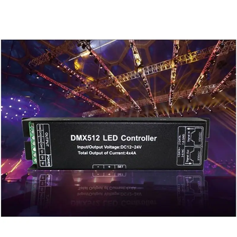 ABNR LED DMX512 4CH 디지털 디스플레이 디코더 디밍 드라이버 LED DMX512 디코더 (RGBW 스트립 라이트용) DC12-24V 4A/CH