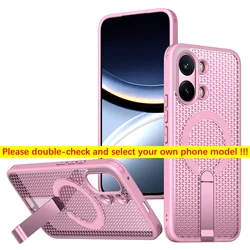Advanced Heat Dissipation Phone Case with Magnetic Bracket and Tough Cover for Poco M8 (Pink)