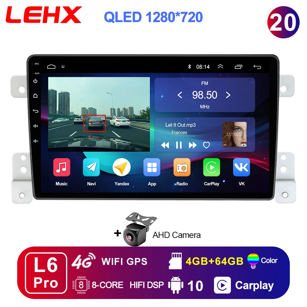 car with movie player LEHX L6Pro 2 DIN Android 10 Autoradio Car Radio Multimedia Video player For Suzuki Grand Vitara 3 2005 - 2015 Carplay gps dvd headrest blu ray player Car Multimedia Players