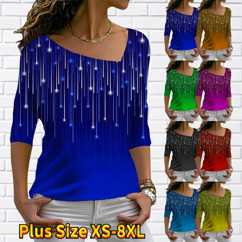 

2022 New Autumn Winter Women's Fashion New Design Printed Long Sleeve Round V-Neck Loose T-shirt Elegant Tops Casual Pullover