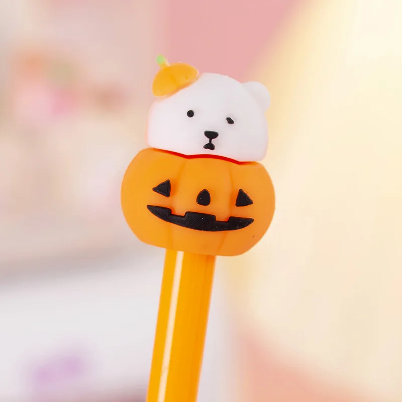 6 Pieces Stationery Cute Cartoon Halloween Pumpkin Cushaw Gel Pen Creative 5