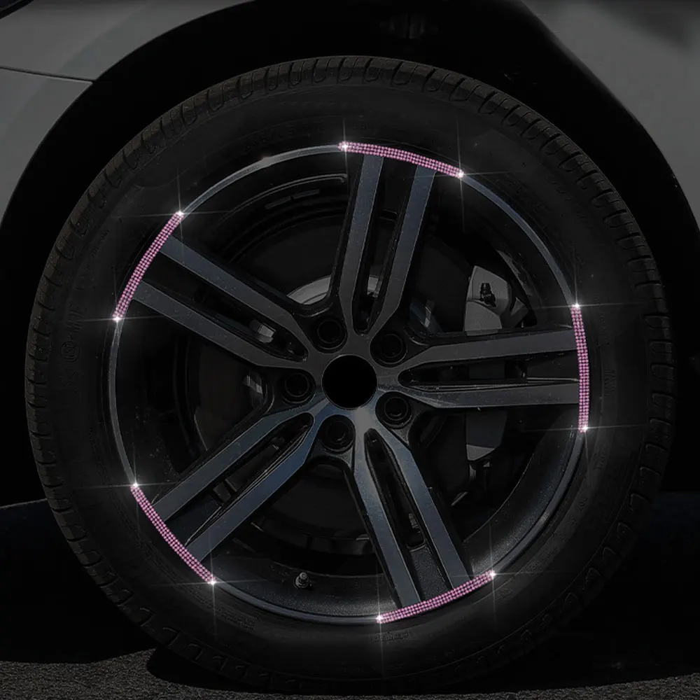 

20Pcs Bling Rhinestone Car Tire Rim Sticker Auto Decorative Sticker Safety Warning Stripe Wheel Hub Car Accessories for Women