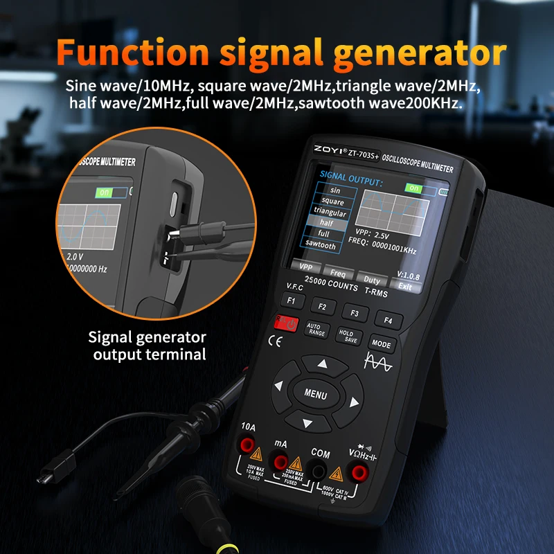 2026 Upgraded ZT-703S Oscilloscope Multimeter,25000 Counts True RMS, 10MHz Bandwidth 48MSa/s Sampling Rate, Automotive Diagnosti 5